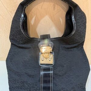 DKNYC Black Shoulder Bag with Gold Accent